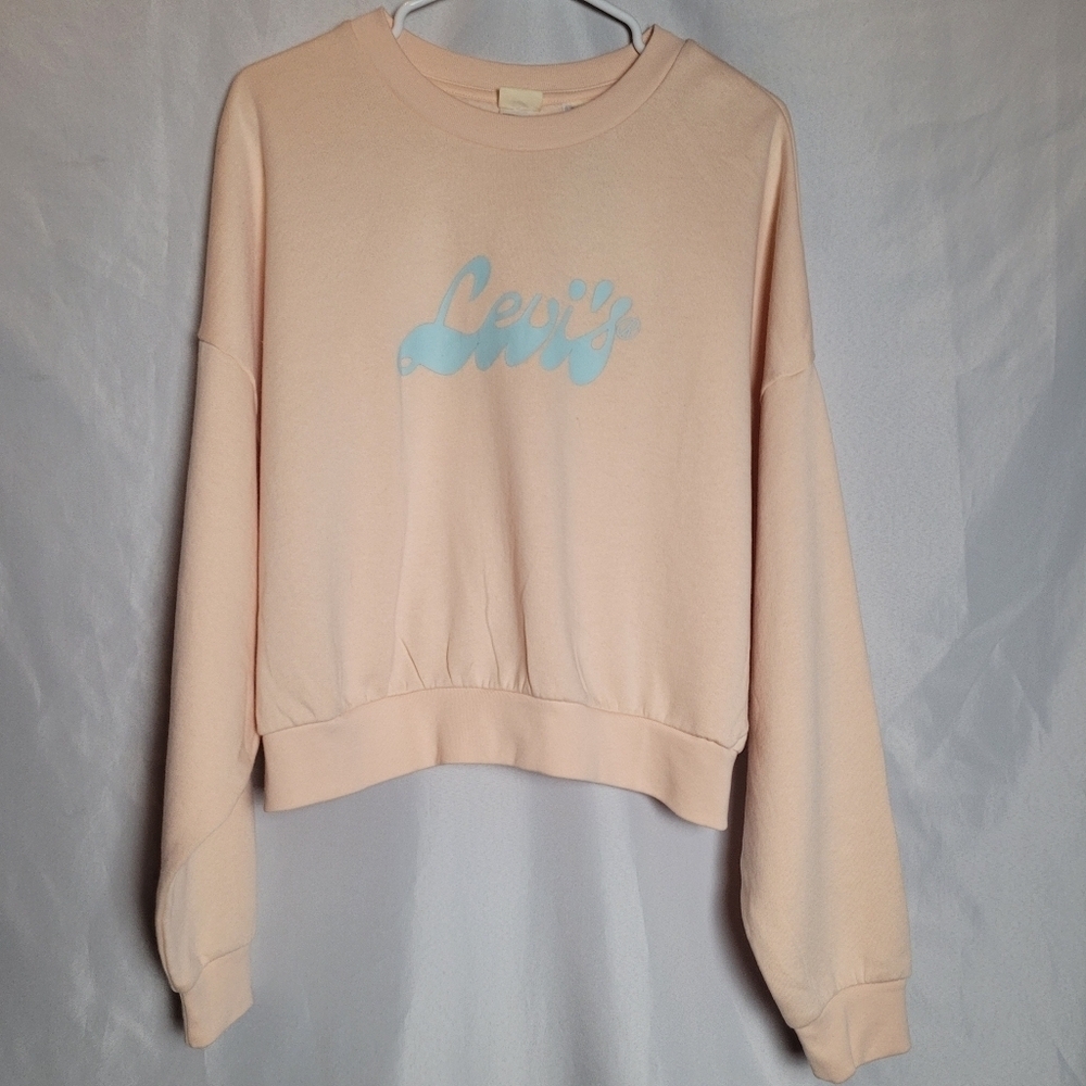 NWT Levi's  Cropped Crew Neck Sweatshirt Light Peach Women's Size XXL